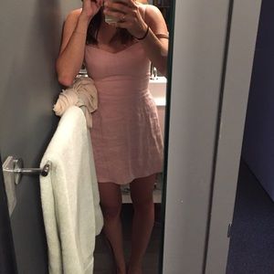 Pink linen reformation minidress